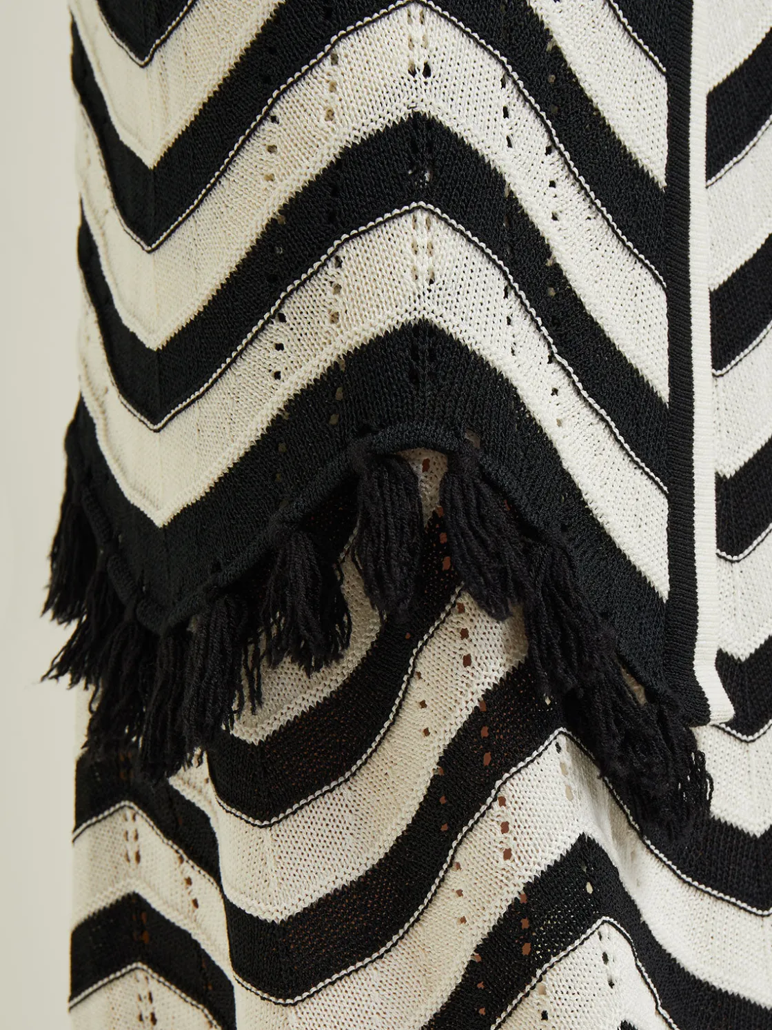 Misook Heritage Fit Jacket - Chevron Fringe Trim Intarsia Knit* Jackets & Coats