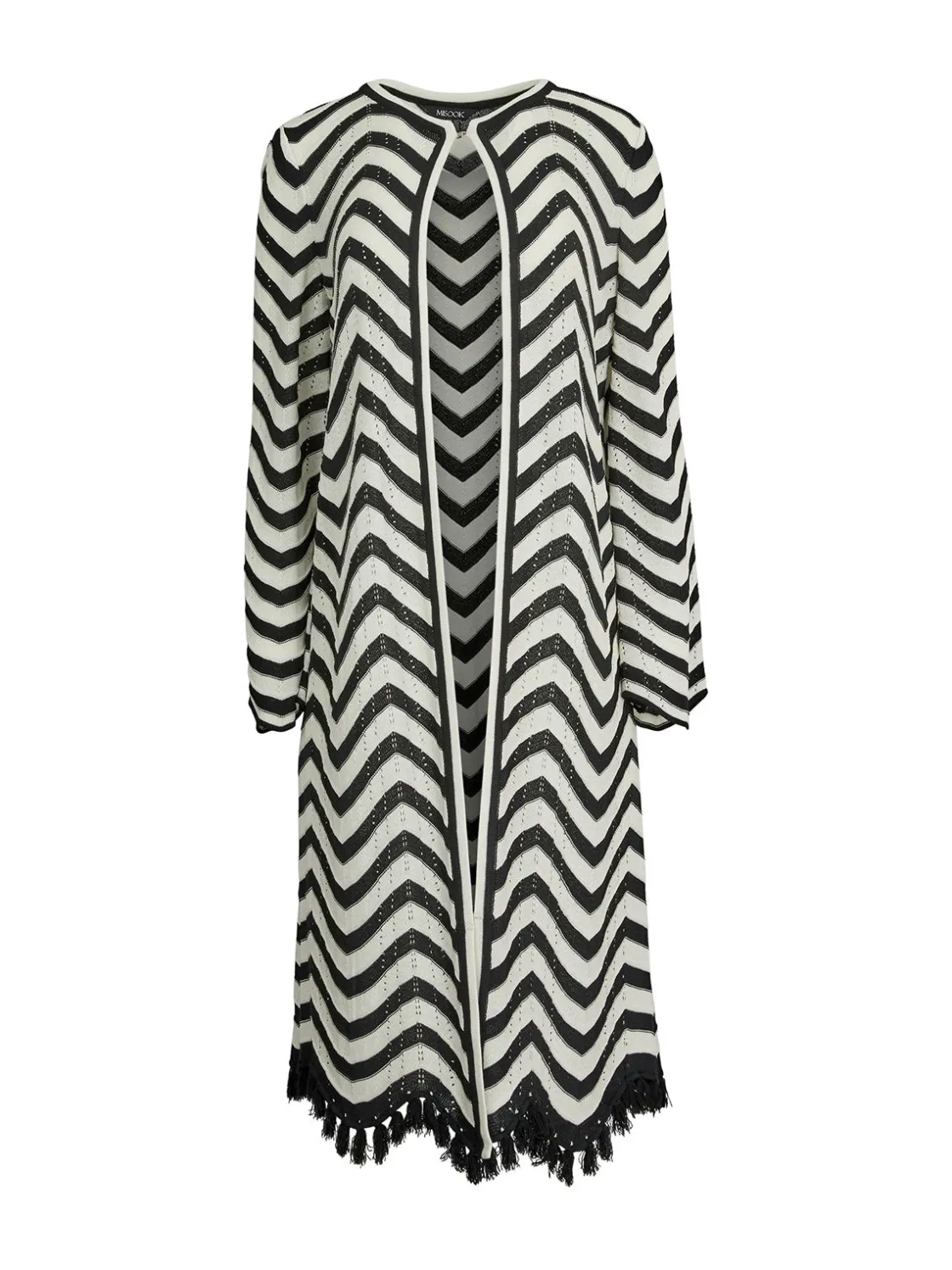 Misook Heritage Fit Jacket - Chevron Fringe Trim Intarsia Knit* Jackets & Coats