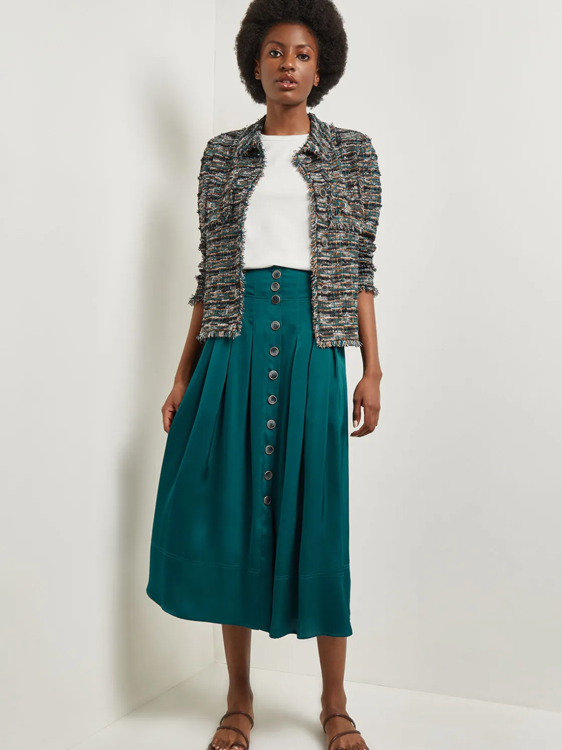 Misook Heritage Fit Lapel Jacket - Fringe Trim Tweed Knit* Jackets & Coats