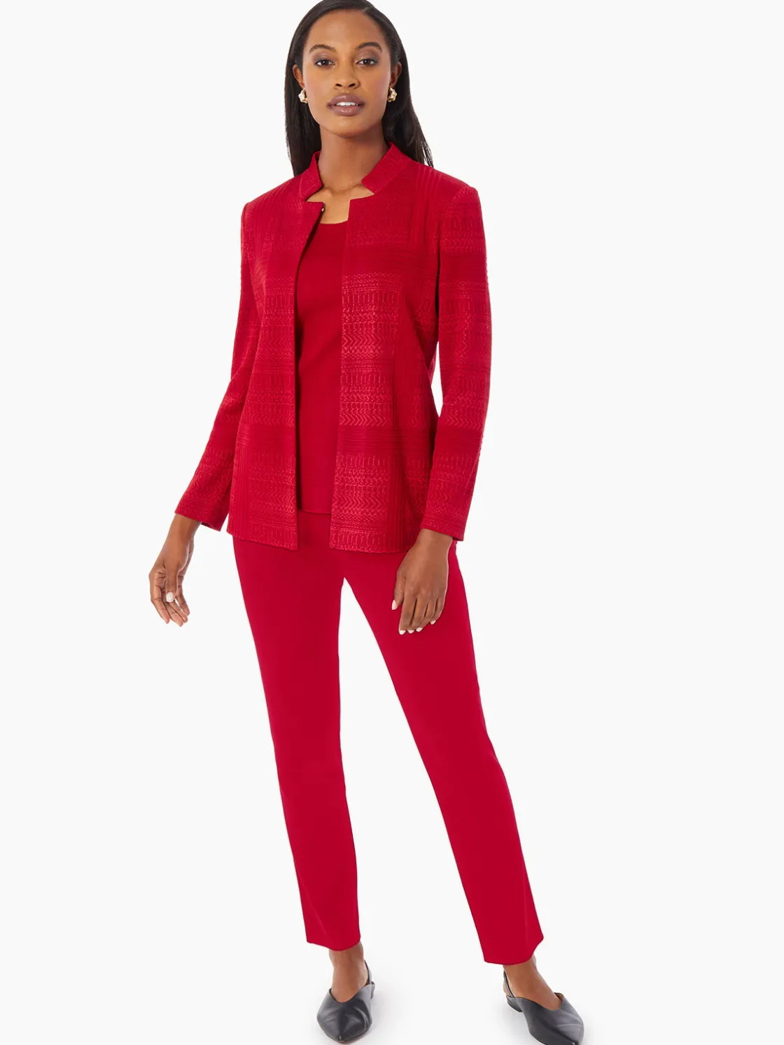 Misook Heritage Fit Multi-Directional Pattern Knit Jacket* Jackets & Coats