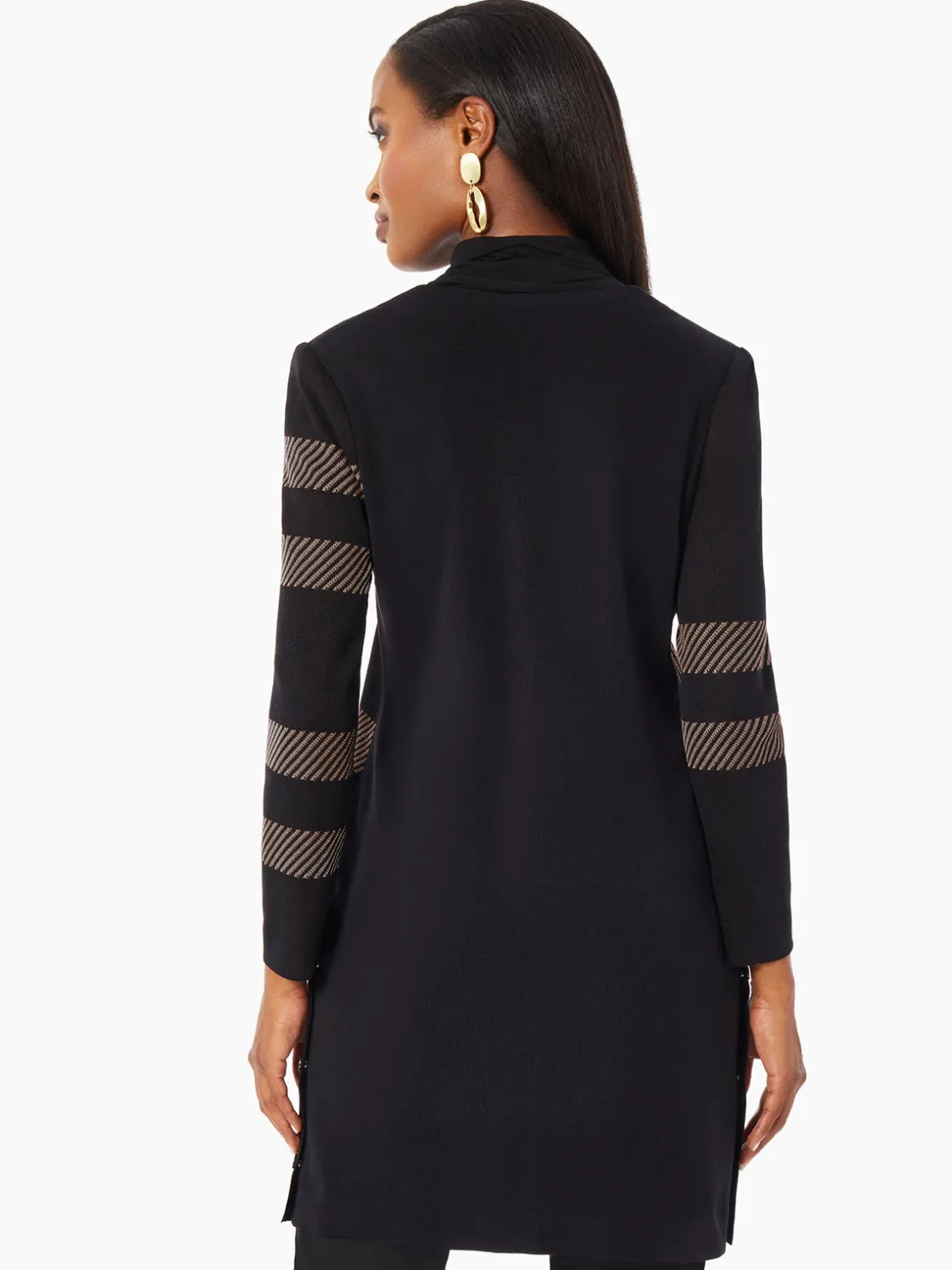 Misook Heritage Fit Side Button Detail Graphic Pattern Knit Duster* Jackets & Coats
