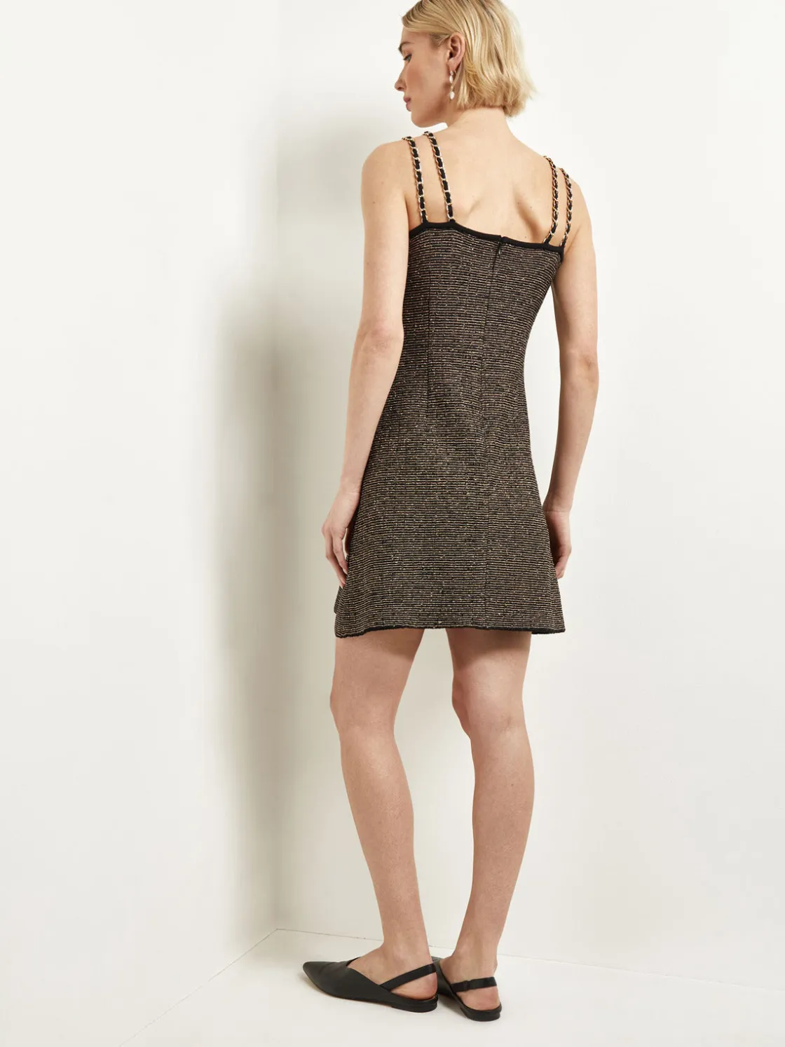 Misook Modern Fit A-Line Curb Chain Double Strap Knit Mini Dress* Dresses