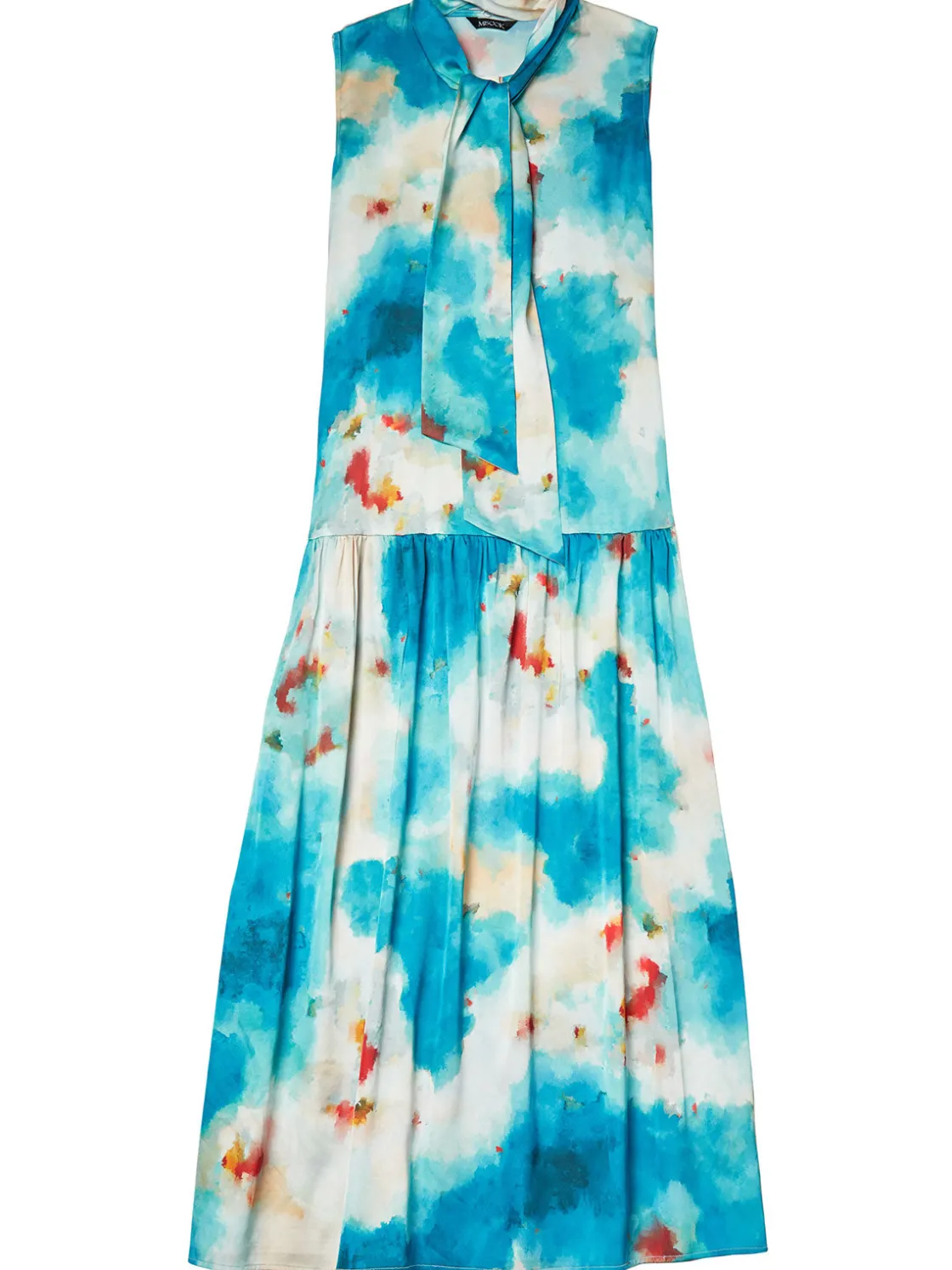 Misook Watercolor Removable Shawl Collar Crepe Maxi Dress* Dresses